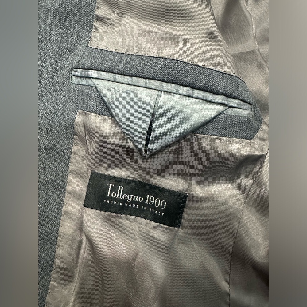 The Blk Tux 38R Tollegno 1900 Gray Suit Jacket Blazer 100% Merino Wool Italy - Picture 7 of 11